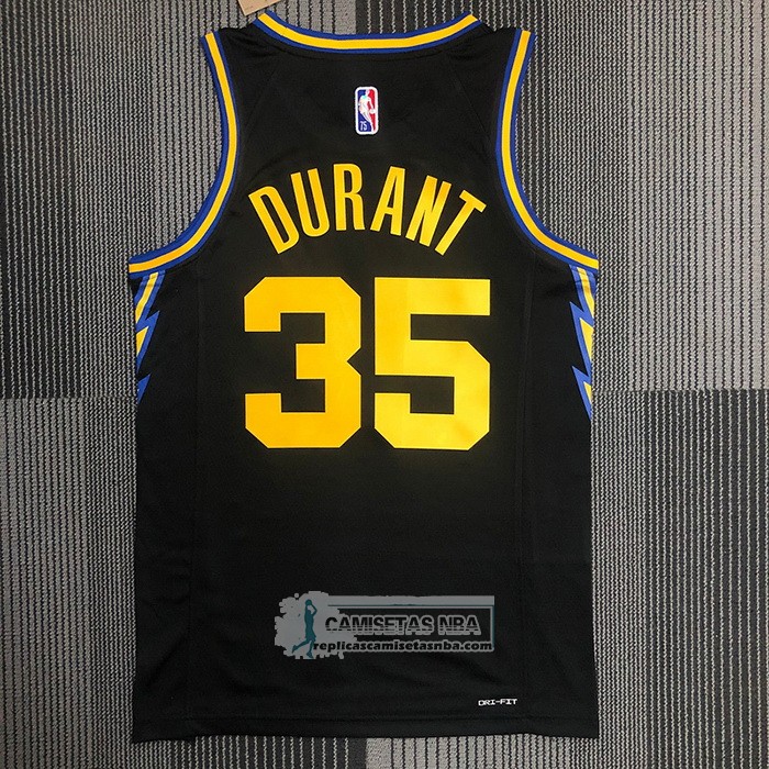 Camiseta Golden State Warriors Kevin Durant NO 35 Ciudad 2021-22 Negro